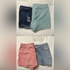 Mixed Denim & Pastel Shorts Bundle - Mint, Pink, Light Blue